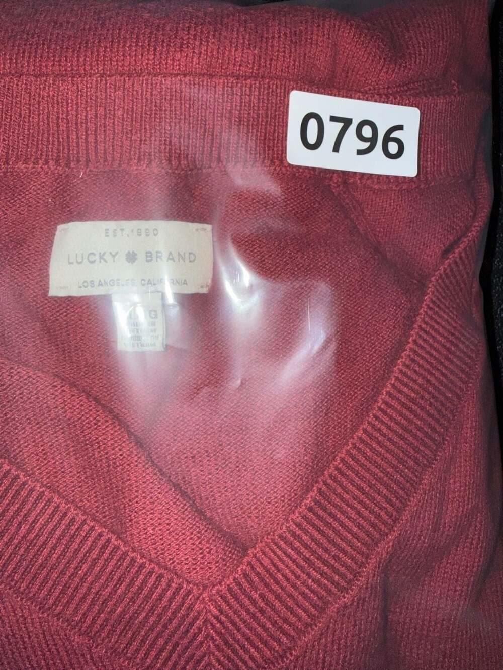 Lucky Brand V-Neck Sweater Size XL Red Cotton Blend - Picture 7 of 7